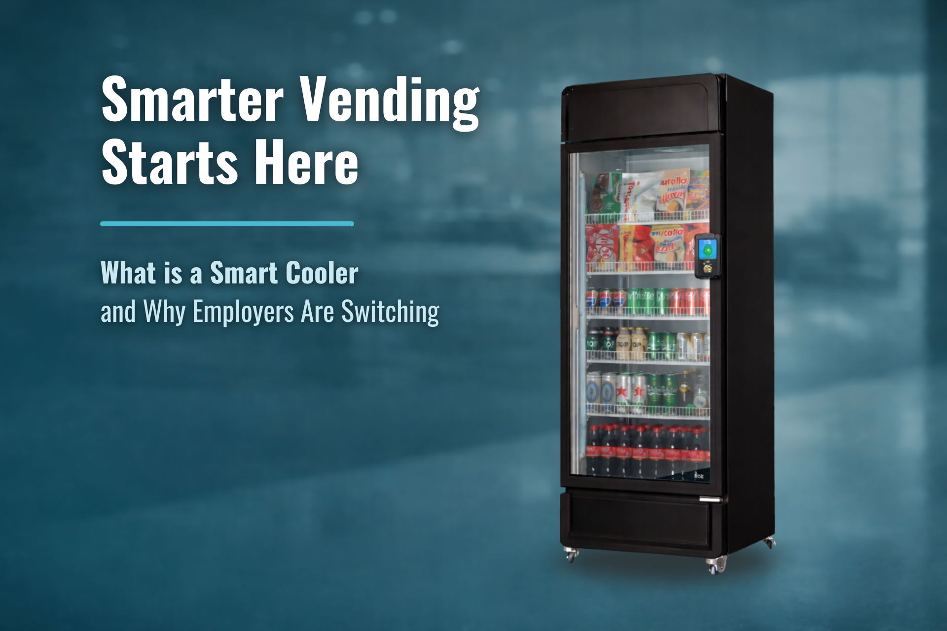 Smart vending cooler in a modern workplace break room