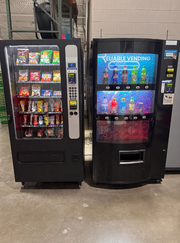 Snack and drink vending machines installed by Reliable Vending Services in an Eastern Kentucky workplace break room